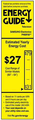 Samsung PN60F8500 Energy Guide