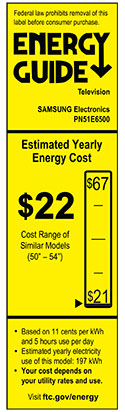 Samsung PN51E6500 Energy Star Label