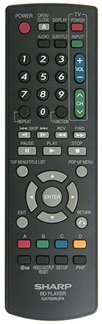 Sharp BD-HP22U Remote