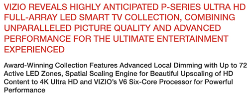VIZIO Ultra HD P-Series TVs