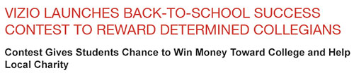 VIZIO Back-to-School Success contest